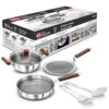 Hawkins 6-Piece Triply with Shielded Nonstick Gift Set | Induction & Gas Compatible | Metal Spoon Friendly | Long-Lasting | with Lid | Silver (SNSGP1)