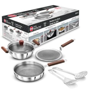 Hawkins 6-Piece Triply with Shielded Nonstick Gift Set | Induction & Gas Compatible | Metal Spoon Friendly | Long-Lasting | with Lid | Silver (SNSGP1)