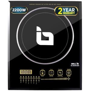 IBELL CROWN200Y Premium Induction Cooktop 2200 Watt, 2 Year Warranty, Crystal Glass Top, Big Size, Touch Buttons, 8 Cooking Modes, Auto Shut Off, Over Heat Protection (Black)