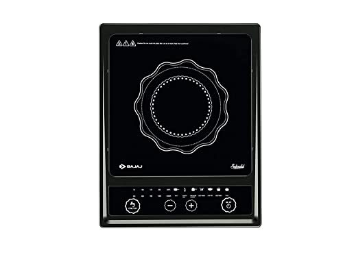 Bajaj Splendid 1200W Induction Glass Ceramic Cooktop with Pan Sensor and Voltage Pro Technology, Black