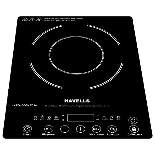Havells Insta Cook Tc 16 Energy Efficent Induction (Black), 1600Watt, with 7 Cooking Option, Auto Pan Detection Sensor &3 Year Coil Warranty,…