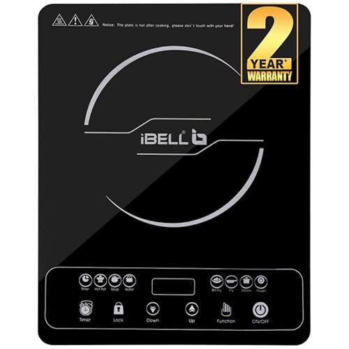 iBELL 20 YO Induction Cooktop 2000W with Full Touch Control, Auto Shut Off and over Heat Protection Black