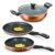 Impex Migo Non Stick Cookware Set 4 pc Induction Cookware Set 3 mm Thickness of Tawa Pan Fry Pan and Kadai Pan with Lid | Granite Finish 5 Layer…